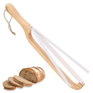 morapin bread knife,wood bread bow knife, 15.6-inch serrated bread slicer，suitable for sour bread or homemade bread,premium stainless steel,-both left and right hands can be used-