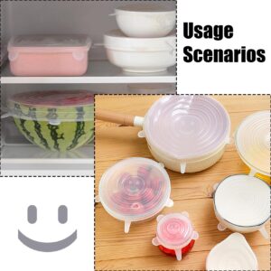 6 Pack Silicone Stretch Lids, Same Size Thicker Reusable Durable Silicone Container Cover for can Bowl, Covers, Cup, Expandable Silicone Lids for Food Storage Dishwasher and Freezer Safe, 3.75IN/9.5CM