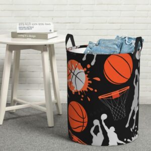 Gbuzozie Sport Basketball Pattern Round Laundry Hamper Storage Basket Toys Clothes Organizer Bin For Home Bathroom Bedroom Dorm Nursery, 62l