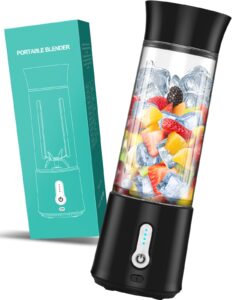 portable blender shakes and smoothies,17 oz personal size blenders ultra sharp 6 blades portable blender,usb rechargeable personal blender with bpa free,mini blender sports/travel/home/gym, black