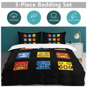 MNXTWHFSZ Geometry Anime and Dash 3-Piece Bedding Set 86""x70"" 1 Duvet Cover and 2 Pillowcases Funny Bedroom Accessories, Style