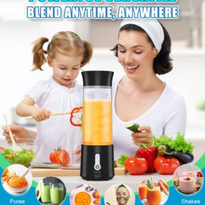 Portable Blender Shakes and Smoothies,17 Oz Personal Size Blenders Ultra Sharp 6 Blades Portable Blender,USB Rechargeable Personal Blender with BPA Free,Mini Blender Sports/Travel/Home/Gym, Black