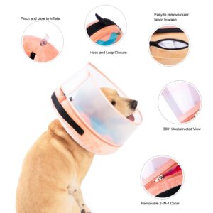 Inflatable Dog Cone Collar with Enhanced Anti-Licking, Soft Neck Donut for Dogs Cats, Recovery Pet Cone Collar After Surgery for Large Medium Small Dogs (Donut Blue, X-Large)