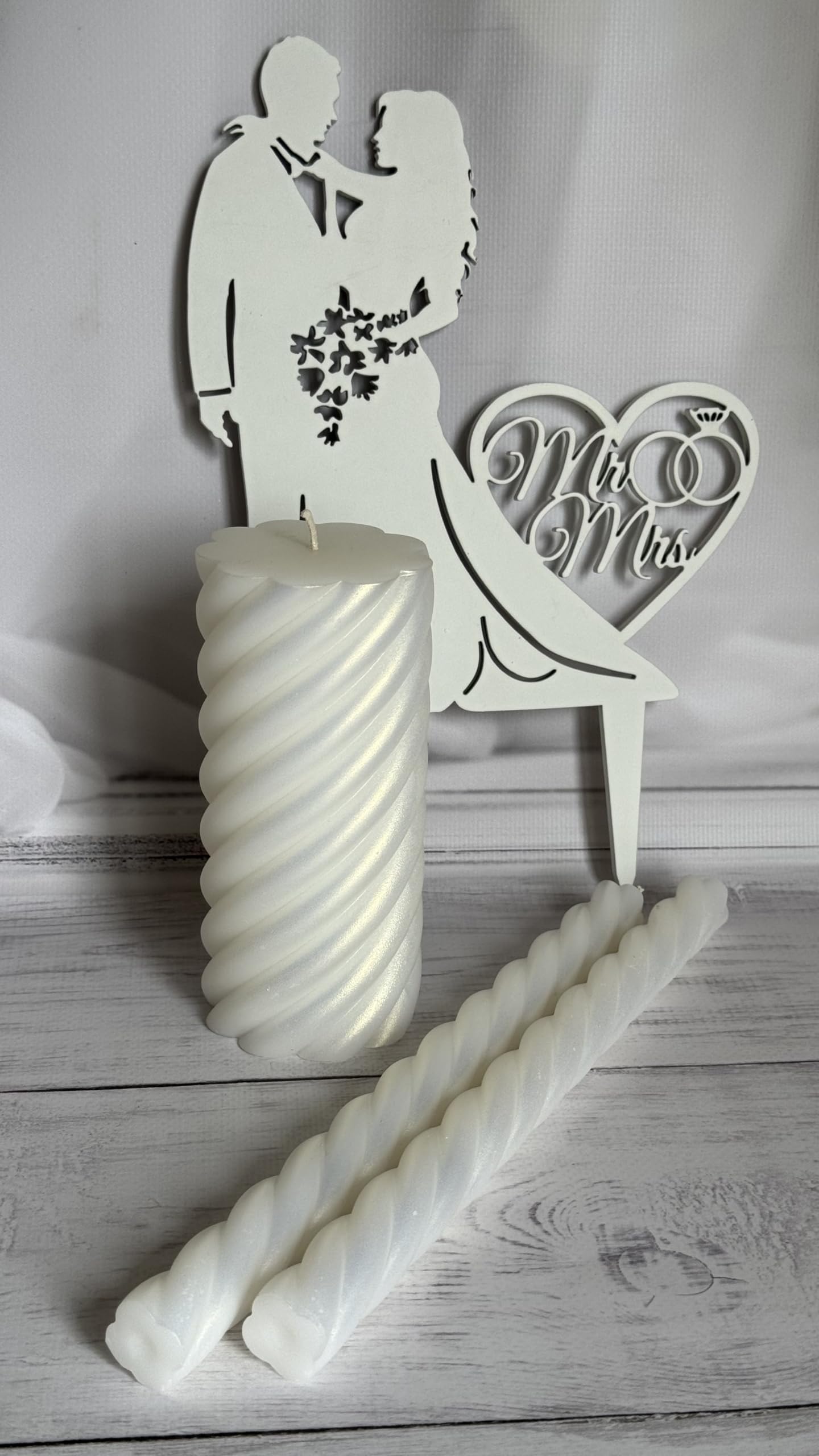 Magik Life Unity Candle Set for Wedding - Wedding Unity Set for Reception and Ceremony - Candle Sets - 6 Inch Pillar and 2 * 10 Inch Tapers-White