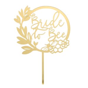 Bride to Bee Wreath Wedding Cake Topper,wedding engagement theme Cake topper, bridal shower theme decor, Rustic Wedding Party (Golden Acrylic)