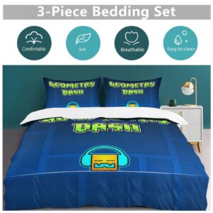 MNXTWHFSZ Geometry Anime and Dash 3-Piece Bedding Set 86"x70" 1 Duvet Cover and 2 Pillowcases Funny Bedroom Accessories