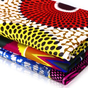 hahafelt 3 pcs african fabric by the yard african wax ankara print fabric for sewing 45'' wide total 3 yards african cloth for quilting crafting diy hairband pillowcase napkin face covering