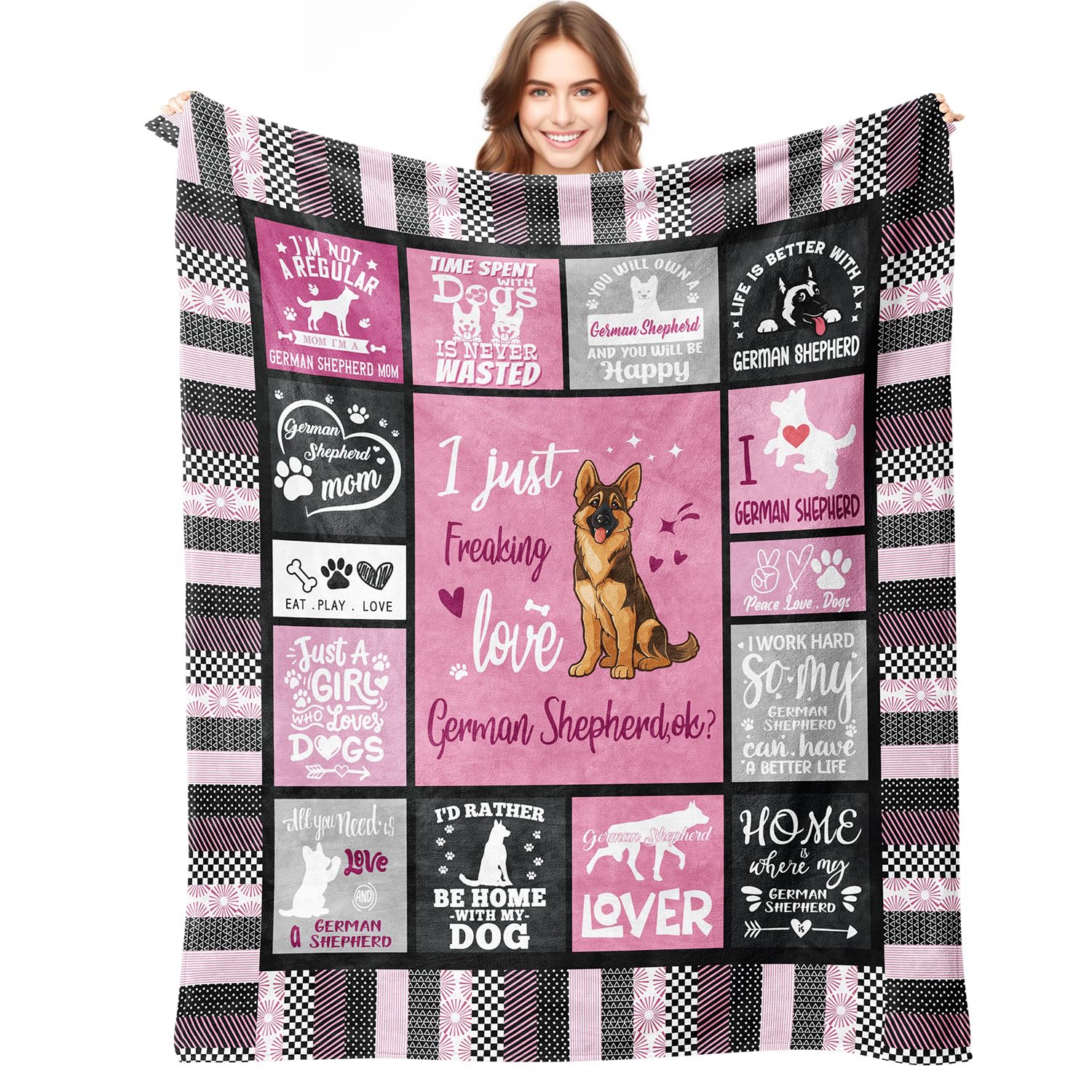 standhustle Blanket for German Shepherd Lover Gifts for German Shepherd Mom - 50" X 60" I Just Freaking Love German Shepherd - Birthday Present for Dog Mom Lover Girls