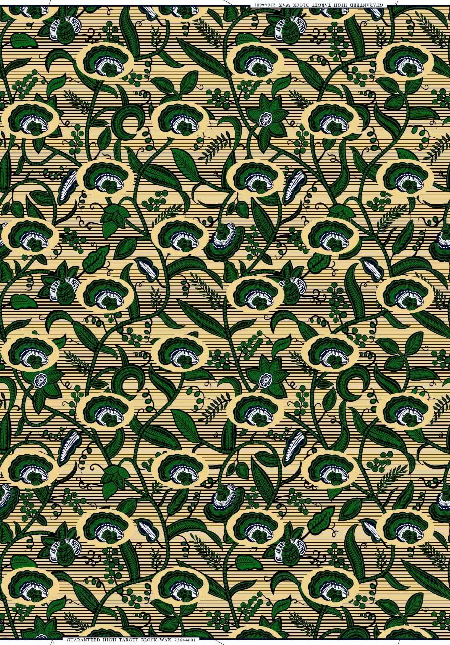 Generic Polyester African Wax Prints Fabrics/Cotton Blend African Wax Print - Green, Ivory-Cream,White,Dark-Blue,Black - Sell by 6 Yards-for Men and Women- for Dresses and Shirt