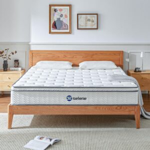 selene bedding full size mattress, 10 inch mattress full with pocket spring and memory foam for pressure relief, motion isolation, edge support, medium firm mattress in a box, certipur-us, white