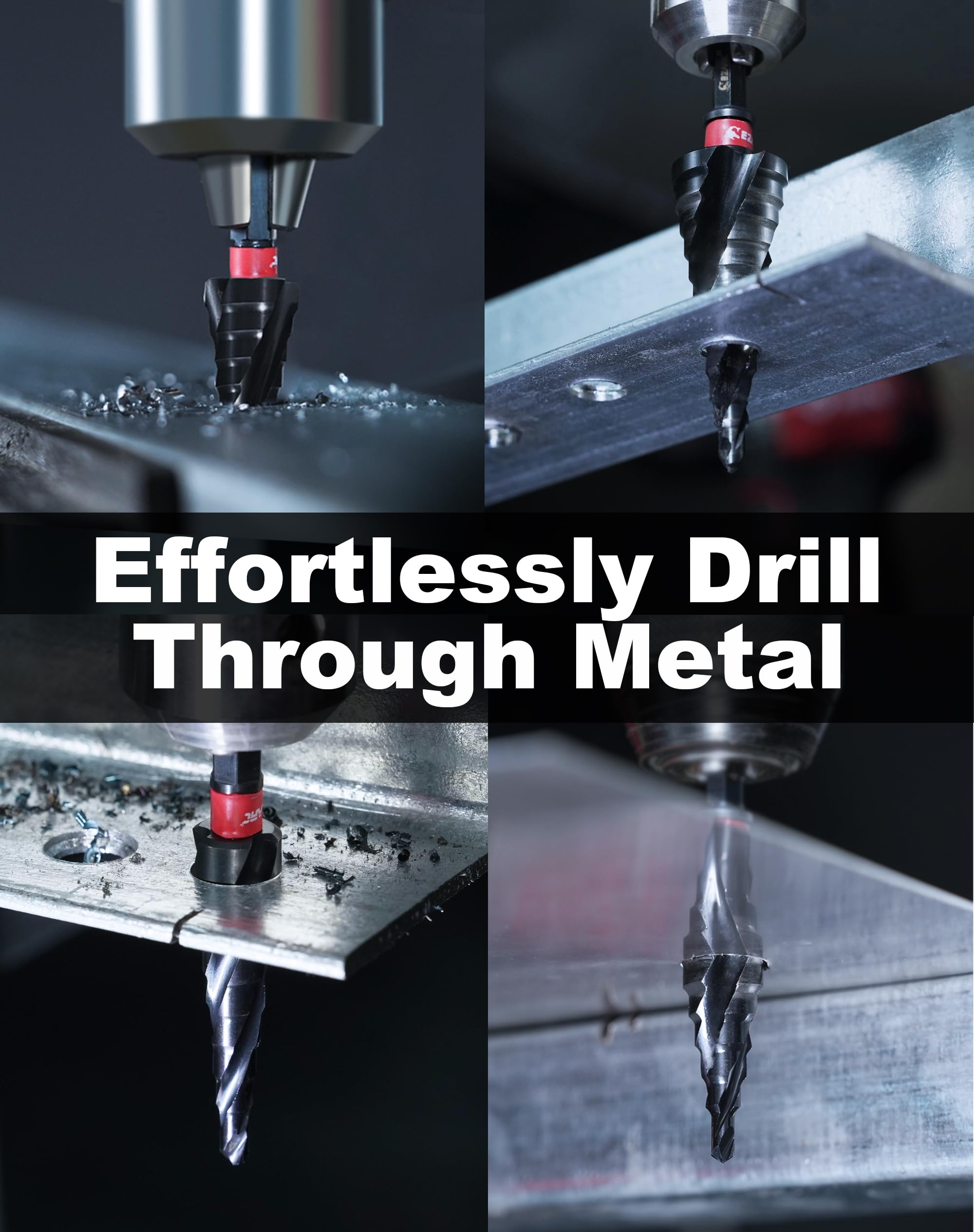 EZARC Step Drill Bit for Metal, M35 Cobalt Step Drill Spiral Flute Unibit Step Drill Bit (1/4''-3/4'') Wear-Resistant AlTiN Coated, 1/4" Hex Shank for Metal, Stainless Steel, Aluminum, Plastic