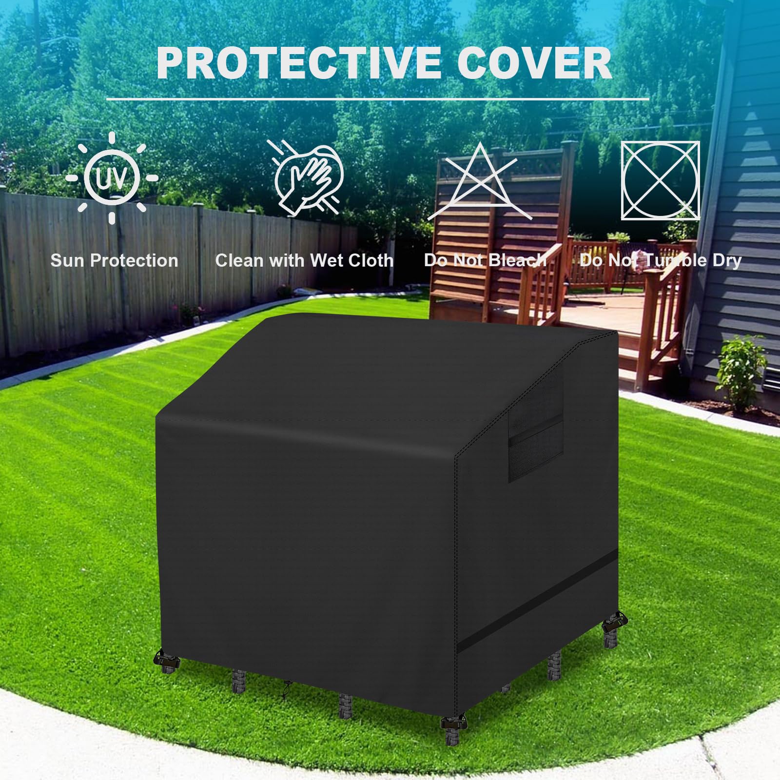 GJMZTQG Heavy Duty Outdoor 41 Inch Bar Set Cover,600D Waterproof UV Resistant Anti-Fading Bar Table Set Covers,with Air Vent and Handles, for Patio Bar Table Set, Black, 41" L x 38W x 40" H