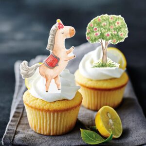 48Pcs Farm Animal Cupcake Toppers Farm Birthday Party Decoration Farm Theme Cupckae Toppers for Barnyard Party Farm Animal Birthday Baby Shower Supplies