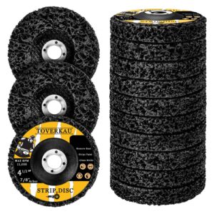 toverkau 10 pack 4.5 inch strip discs for angle grinder, wire stripping wheel paint remover for metal surfaces, abrasive wheels grinding discs for rust welds oxidation (4-1/2" x 7/8")