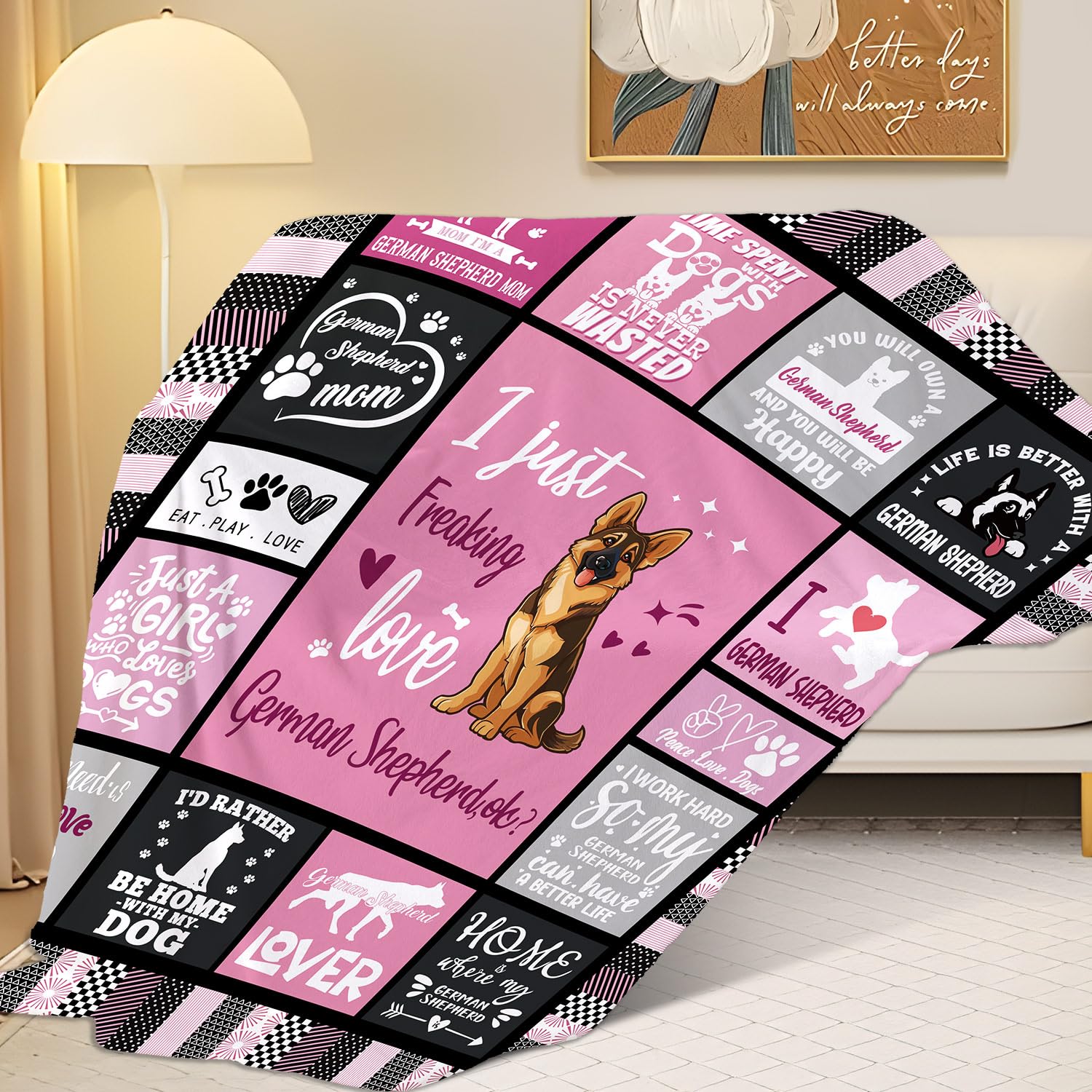 standhustle Blanket for German Shepherd Lover Gifts for German Shepherd Mom - 50" X 60" I Just Freaking Love German Shepherd - Birthday Present for Dog Mom Lover Girls