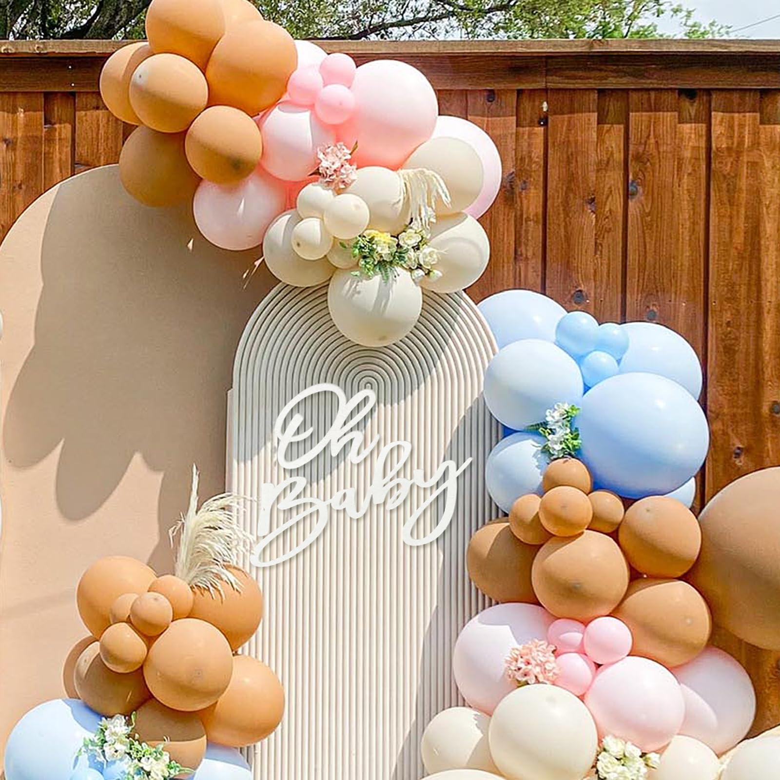 MASTRON Oh Baby Sign for Baby Shower Backdrop - Felt Oh Baby Sign Party Banner Boy Girl Baby Shower Decorations Gender Reveal 1st Birthday Party Photography Background - White