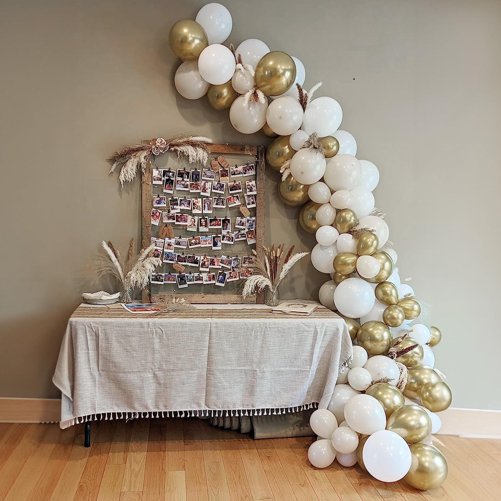 White and Gold Balloons, 12 Inch White Sand Gold Metallic Latex Balloons, Beige Gold Party Balloons for Boho Birthday Baby Shower Engagement Wedding Anniversary Party Decorations