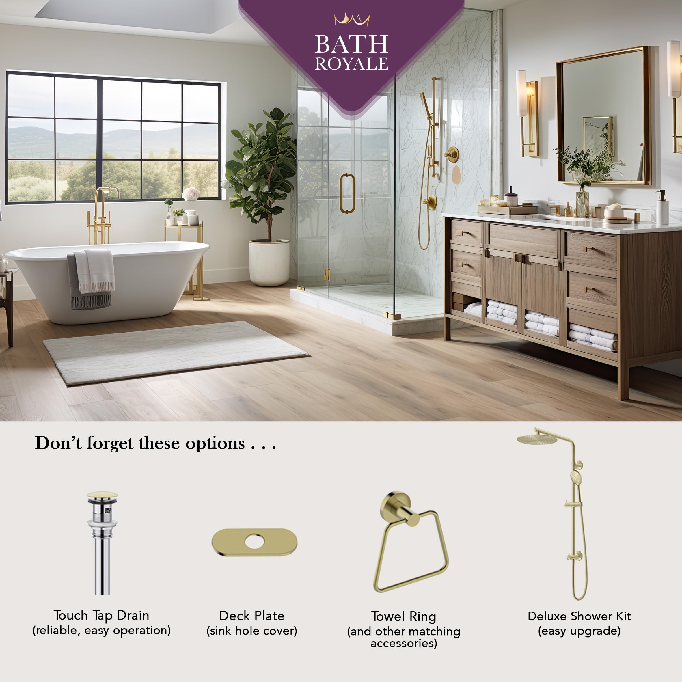 Bath Royale Modern Kitchen Faucet with Pull Out Spray - Single Control, All Metal, Stainless Steel