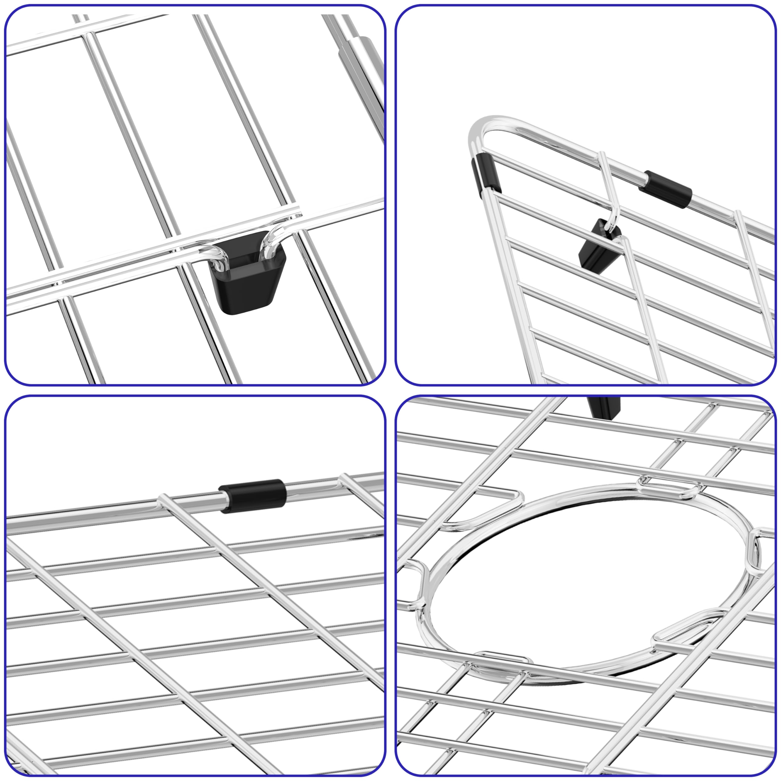 GEDLIRE Stainless Steel Sink Grate Protector for Bottom of Kitchen Sink, 28.5" x 15.5" Metal Kitchen Sink Grid with Centered Drain, Curve Corner Sink Rack with Sink Strainer for Single Sink Bowl