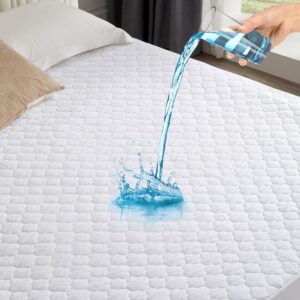 eiayeebil queen quilted fitted waterproof mattress protector, noiseless mattress cover with 6"-18" deep pocket, breathable and soft waterproof mattress pad mattress topper