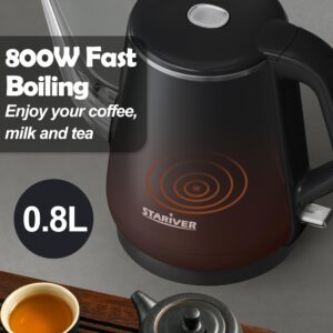 Stariver Gooseneck Electric Kettle, 0.8L Electric Tea Kettle Tea Pot, Pour Over Coffee Kettle with Stainless Steel Inner Lid & Bottom, Water Boiler with Auto Shut Off and Boil Dry Protection, Black