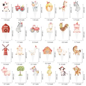 48Pcs Farm Animal Cupcake Toppers Farm Birthday Party Decoration Farm Theme Cupckae Toppers for Barnyard Party Farm Animal Birthday Baby Shower Supplies