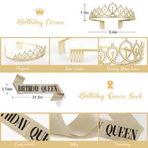 Birthday Decorations for Women, White Sand Beige Cream Neutral Gold Foil Balloons Table Cloth Sash Crown Curtains Happy Birthday Banner Golden Star Garland Butterfly Boho Party Supplies