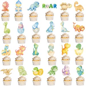 Dinosaur Baby Shower Decorations 48pcs Dinosaur Cupcake Toppers Baby Dinosaur Theme Cupcake Picks for Dino Birthday Party Decoration for Dinosaur Party Dino Roar Theme Baby Showet Supplies