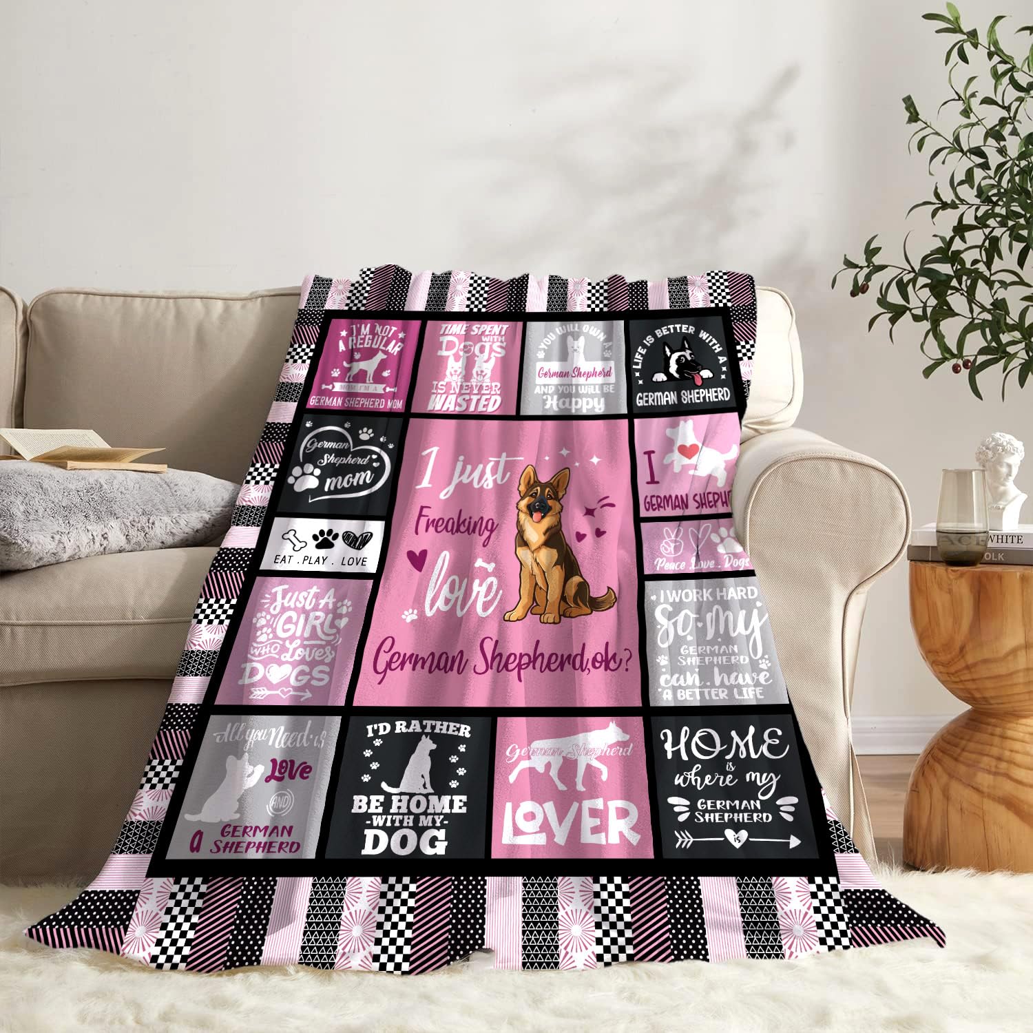 standhustle Blanket for German Shepherd Lover Gifts for German Shepherd Mom - 50" X 60" I Just Freaking Love German Shepherd - Birthday Present for Dog Mom Lover Girls