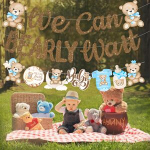 We Can Bearly Wait Banners Bear Baby Shower Banner Teddy Bear Baby Shower Decorations 3PCS We Can Bearly Wait Baby shower Decorations for Boy Bear Birthday Party Supplies