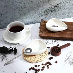 Coffee Spoon Rest, Small Ceramic Coffee Spoon Holder for Coffee Bar, White Coffee Spoon Rests for Coffee Station, Mini Teaspoon Rest for Coffee, Cute Tea Bag Rest for Coffee Bar Station Accessories