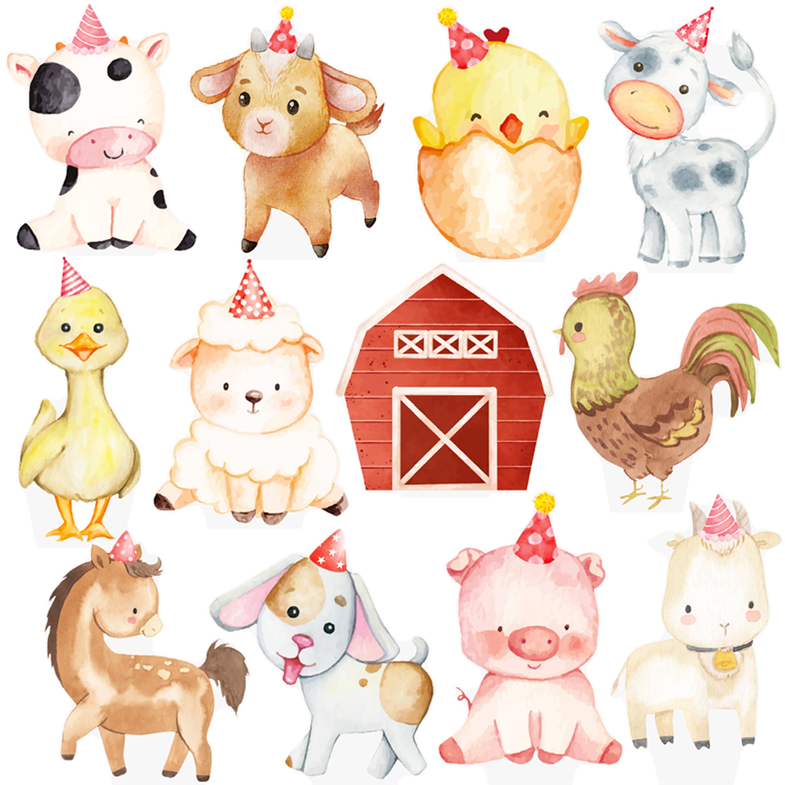 48Pcs Farm Animal Cupcake Toppers Farm Birthday Party Decoration Farm Theme Cupckae Toppers for Barnyard Party Farm Animal Birthday Baby Shower Supplies