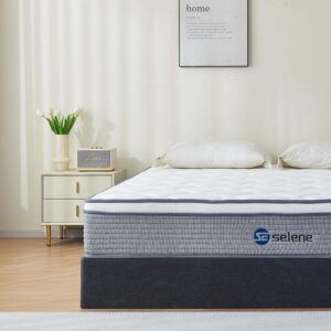 Selene Bedding Full Size Mattress, 12 Inch Mattress Full with Pocket Spring and Memory Foam for Pressure Relief, Motion Isolation, Edge Support, Medium Firm Mattress in a Box, CertiPUR-US, Grey