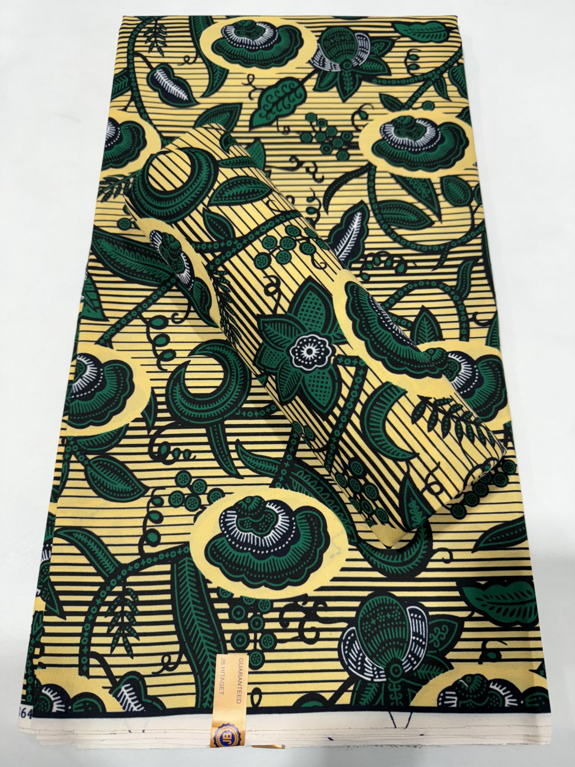 Generic Polyester African Wax Prints Fabrics/Cotton Blend African Wax Print - Green, Ivory-Cream,White,Dark-Blue,Black - Sell by 6 Yards-for Men and Women- for Dresses and Shirt