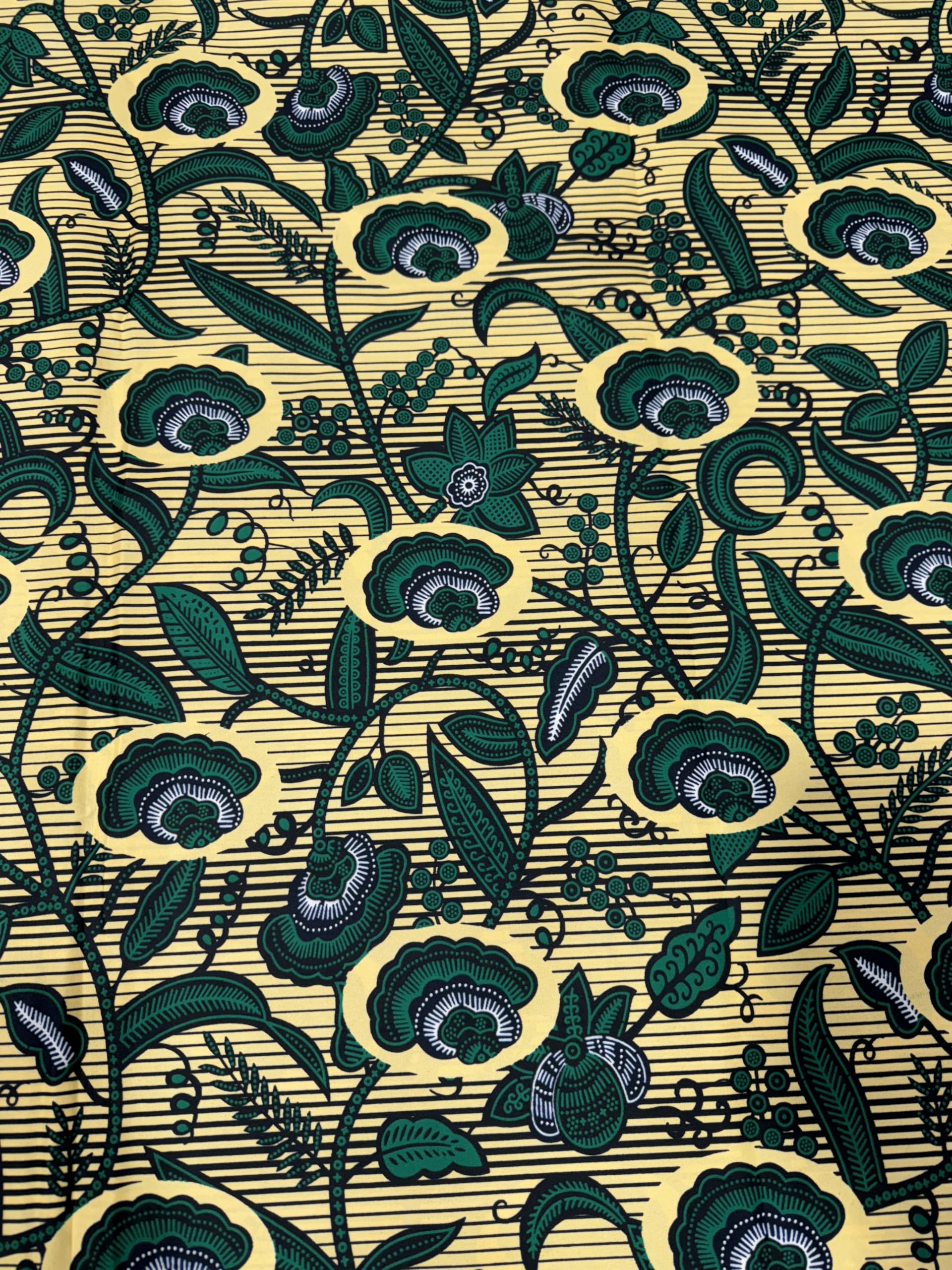 Generic Polyester African Wax Prints Fabrics/Cotton Blend African Wax Print - Green, Ivory-Cream,White,Dark-Blue,Black - Sell by 6 Yards-for Men and Women- for Dresses and Shirt