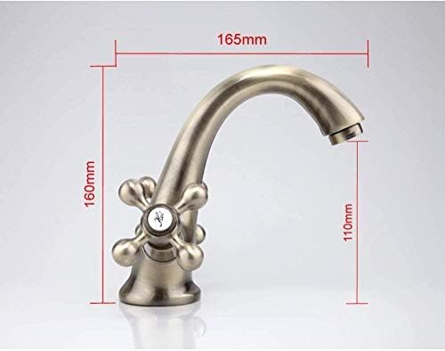 TECKI Kitchen Taps Retro Style Antique Bathroom Faucet Brushed Bronze Sink Hot and Cold Water Faucet Bathtub Sink Mixer Tap Double Handle