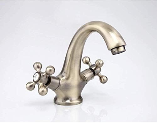 TECKI Kitchen Taps Retro Style Antique Bathroom Faucet Brushed Bronze Sink Hot and Cold Water Faucet Bathtub Sink Mixer Tap Double Handle