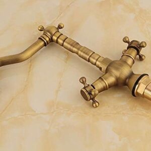 Kitchen Taps Basin Faucets Antique Brass Bathroom Sink Faucet Spout Double Cross Handle Bath Kitchen Mixer Hot and Cold Tap