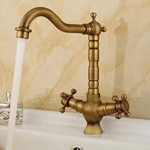 Kitchen Taps Basin Faucets Antique Brass Bathroom Sink Faucet Spout Double Cross Handle Bath Kitchen Mixer Hot and Cold Tap