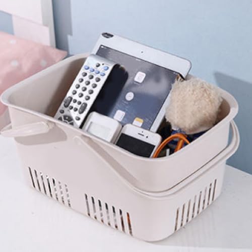 Plastic Storage Basket with Handle, Portable Storage Tote Holder Shower Caddy Tote Organizer for Bathroom Kitchen Office Dorm