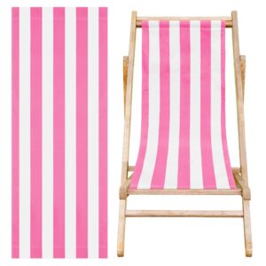 ahandmaker beach sling chair replacement canvas, hot pink and white stripes lounge chair replacement canvas casual simple sling chair replacement fabric for beach chair sling chair (44.88x17.12inch)