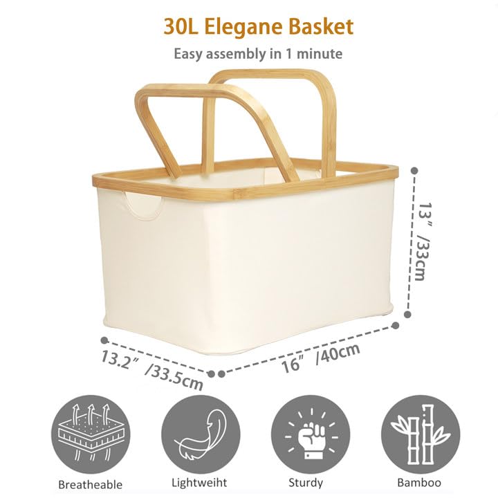 Laundry hamper Collapsible laundry basket with handles,Small and Medium Foldable Laundry Hampers,Versatile Storage Basket and Small Laundry Basket for Toys,bamboo laundry hamper Holding weight 282 oz