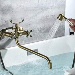 Kitchen Taps Bathtub Faucets Telephone Style Dual Handle Mixer Taps Bathroom Bath Outlet Nozzle Shower Faucet With Hand Shower