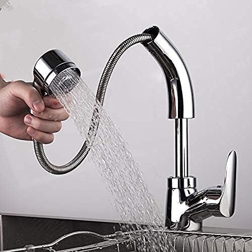 TECKI Kitchen Taps Kitchen Tap Faucet Brass Pull Out Sink Faucet Bathroom Sink Taps 2 Ways Water Outlet for Washing Cold Hot Water Bath Mixer