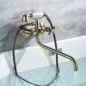 Kitchen Taps Bathtub Faucets Telephone Style Dual Handle Mixer Taps Bathroom Bath Outlet Nozzle Shower Faucet With Hand Shower