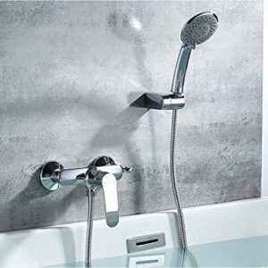 TECKI Kitchen Taps Bathtub Faucets Chrome Polished Finish Wall Mounted Shower Faucet Bathtub Handheld Shower Tap Mixer Bathroom Faucet