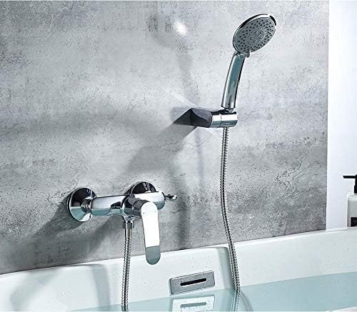 TECKI Kitchen Taps Bathtub Faucets Chrome Polished Finish Wall Mounted Shower Faucet Bathtub Handheld Shower Tap Mixer Bathroom Faucet