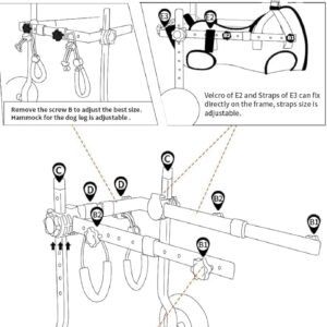OTRUZPV Small Dog Wheelchair for Back Legs, Adjustable Dog Wheelchairs,Mobility Aids for Disabled Pets, Dog Leg Brace and Hip Support,Mobility Aids for Disabled Pets (XS)