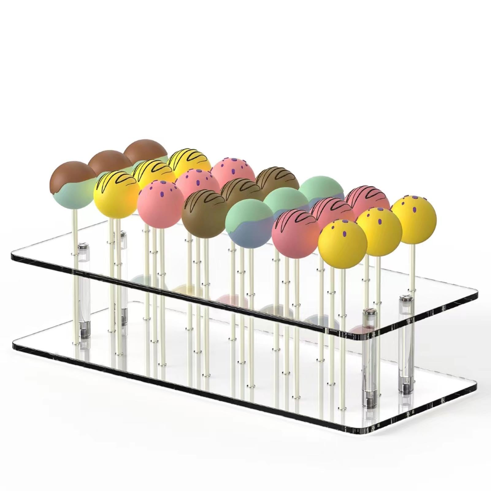 KEHHVCY Cake Pop Stand for Drying, 21 Hole Lollipop Stand and Cake Pop Holder Stand, Acrylic Cake Pop Resting Tray and Lollipop Holder Stand, Cake Pop Display for Various Party Activities