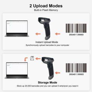 Wireless Barcode Scanner 1D 2D Handheld Bluetooth 2.4G Wireless USB Wired 3-in-1 CMOS Bar Code Reader PDF417 QR Code Scanner Work with Windows Android iOS SM2860BGD